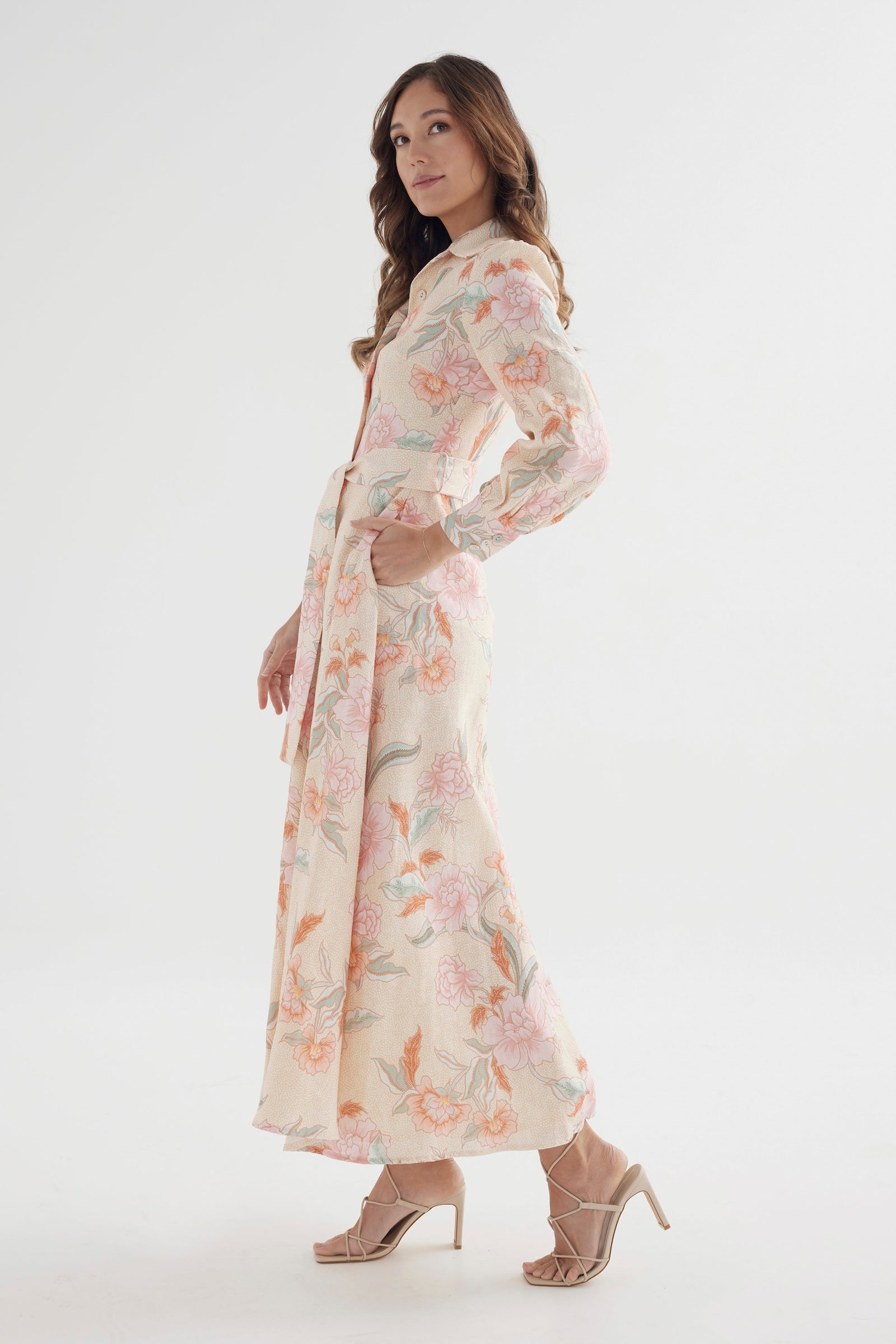 Iris Dress Batik– Organic Linen Maxi Shirt Dress