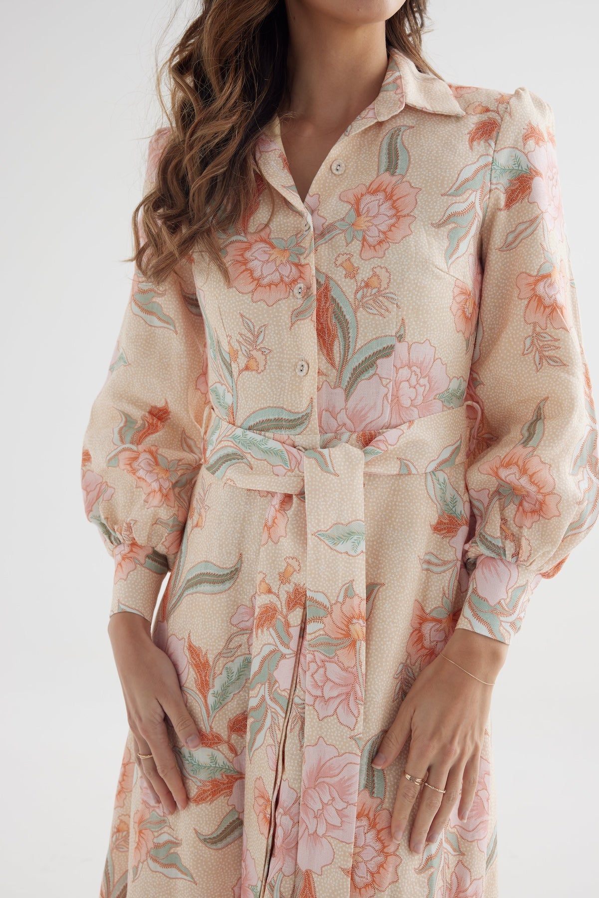 Iris Dress Batik– Organic Linen Maxi Shirt Dress