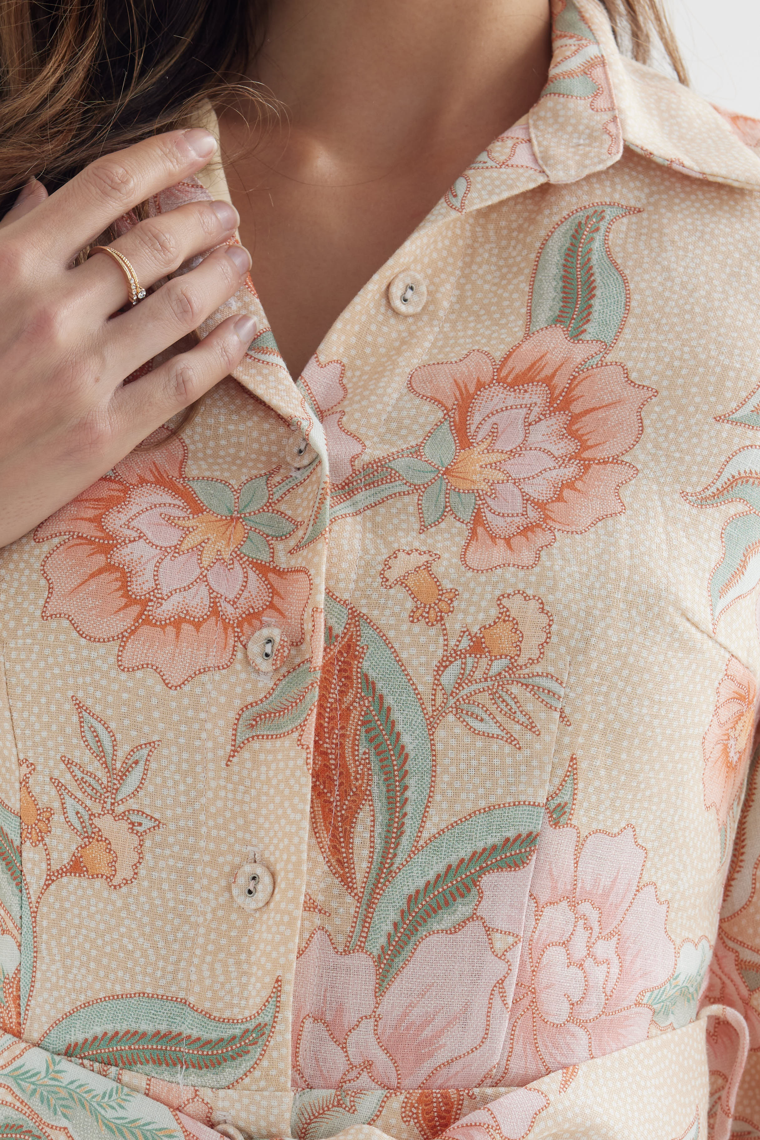 Iris Dress Batik– Organic Linen Maxi Shirt Dress