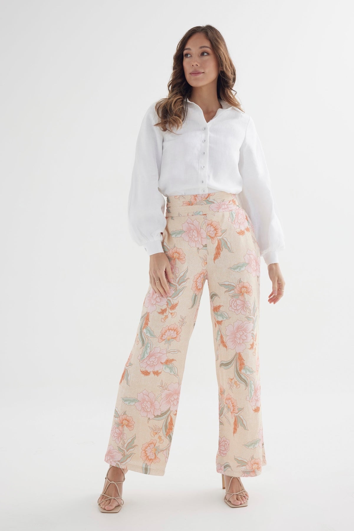 Lupine Batik Organic Linen Wide Leg Lined Pants
