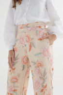 Lupine Batik Organic Linen Wide Leg Lined Pants