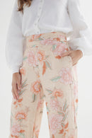 Lupine Batik Organic Linen Wide Leg Lined Pants