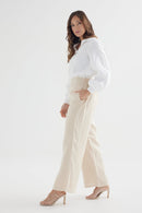 Lupine Sand Organic Linen Wide Leg Lined Pants