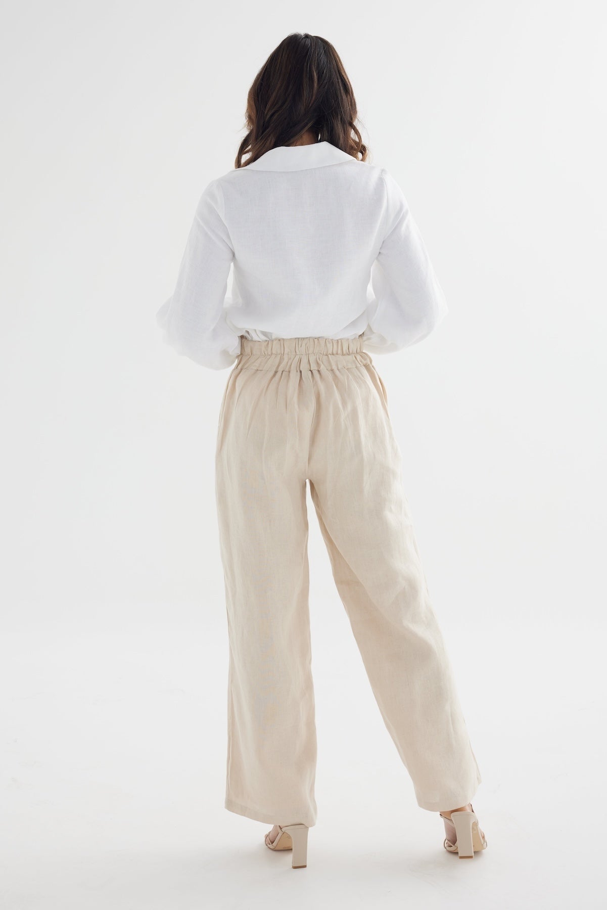 Lupine Sand Organic Linen Wide Leg Lined Pants