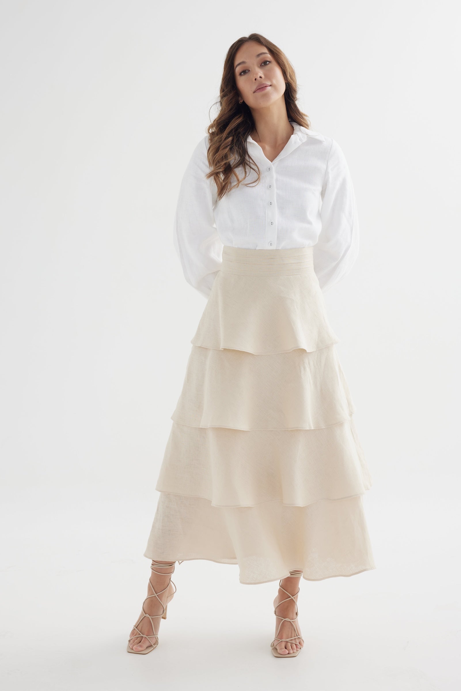 Foxglove Skirt Sand | Organic Linen Maxi Skirt | Made in Australia