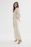 Tulip Jumpsuit – Sand Linen Nursing-Friendly