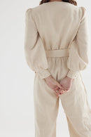 Tulip Jumpsuit – Sand Linen Nursing-Friendly