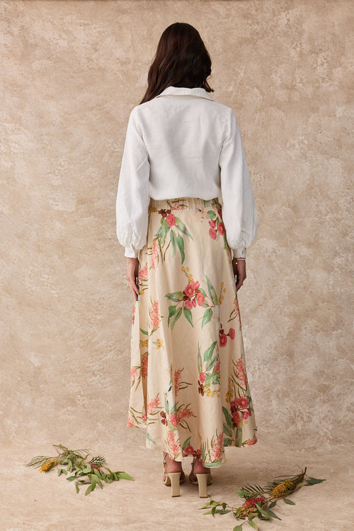 Dahlia Linen Maxi Skirt - Australis Print