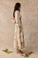 Juno Dress Linen Maxi Shirt Dress Australis Print