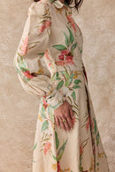 Juno Dress Linen Maxi Shirt Dress Australis Print