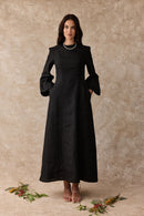 Daffodil Linen Maxi Nursing Dress - Black