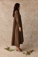 Lilly Pilly Cotton Shirt Maxi Dress Cacao