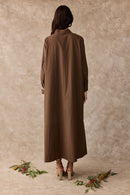 Lilly Pilly Cotton Shirt Maxi Dress Cacao