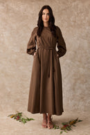 Wattle Cotton Panel Maxi Dress Cacao