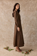 Wattle Cotton Panel Maxi Dress Cacao