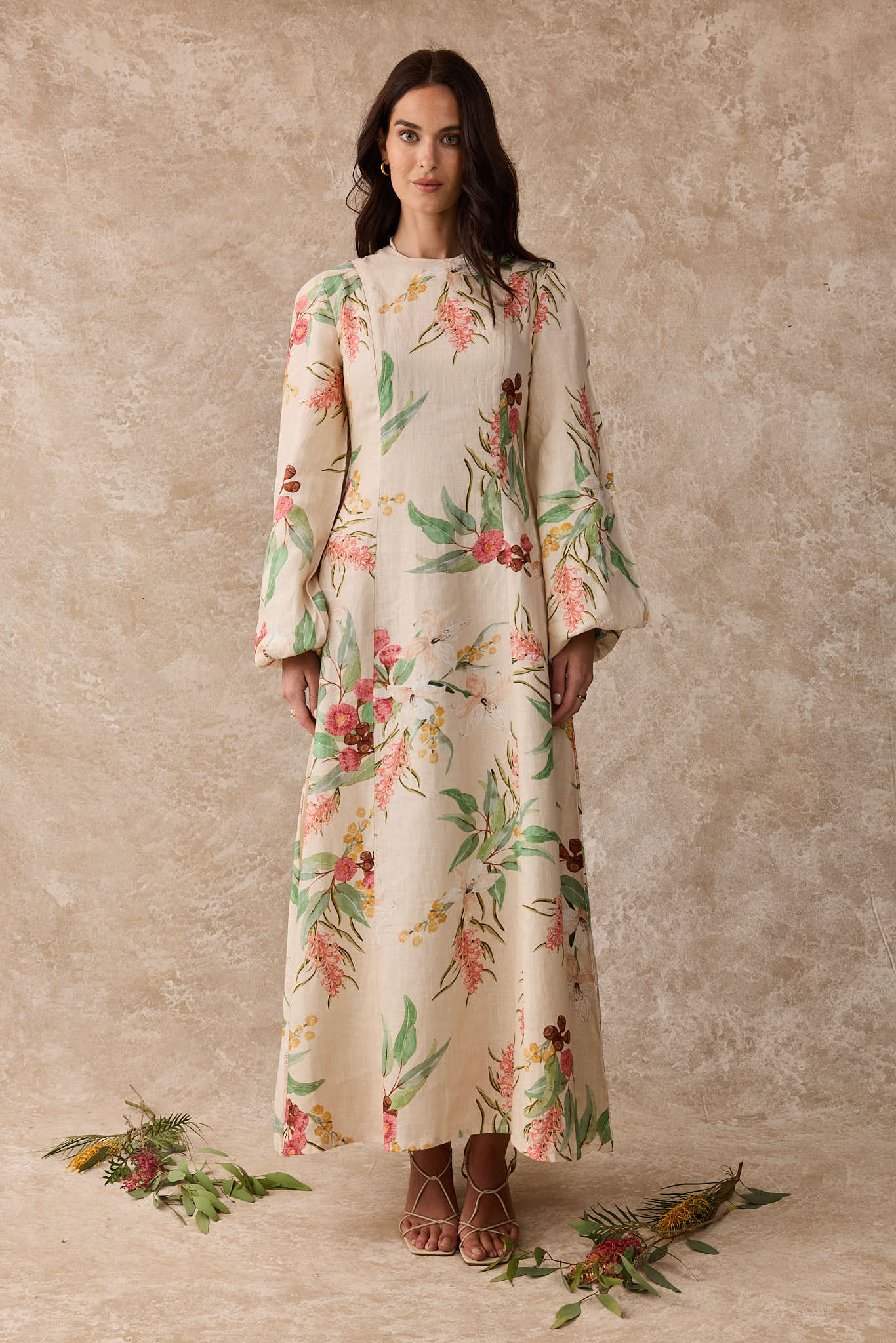 Daffodil Linen Maxi Nursing Dress - Australis Print