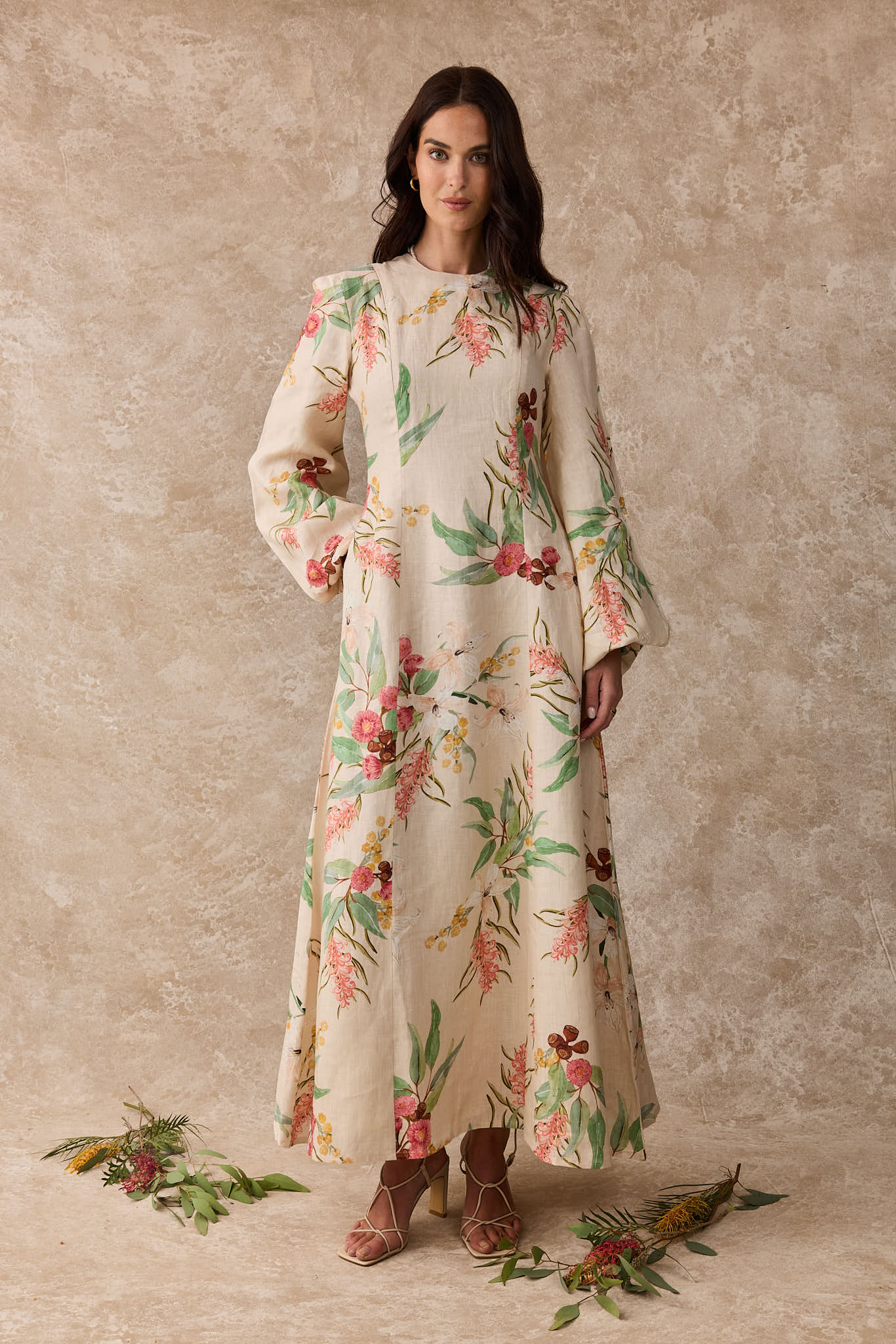Daffodil Linen Maxi Nursing Dress - Australis Print