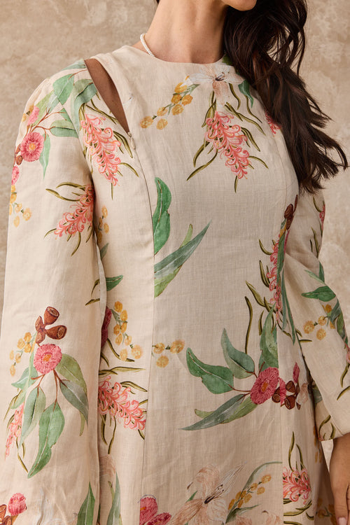 Daffodil Linen Maxi Nursing Dress - Australis Print