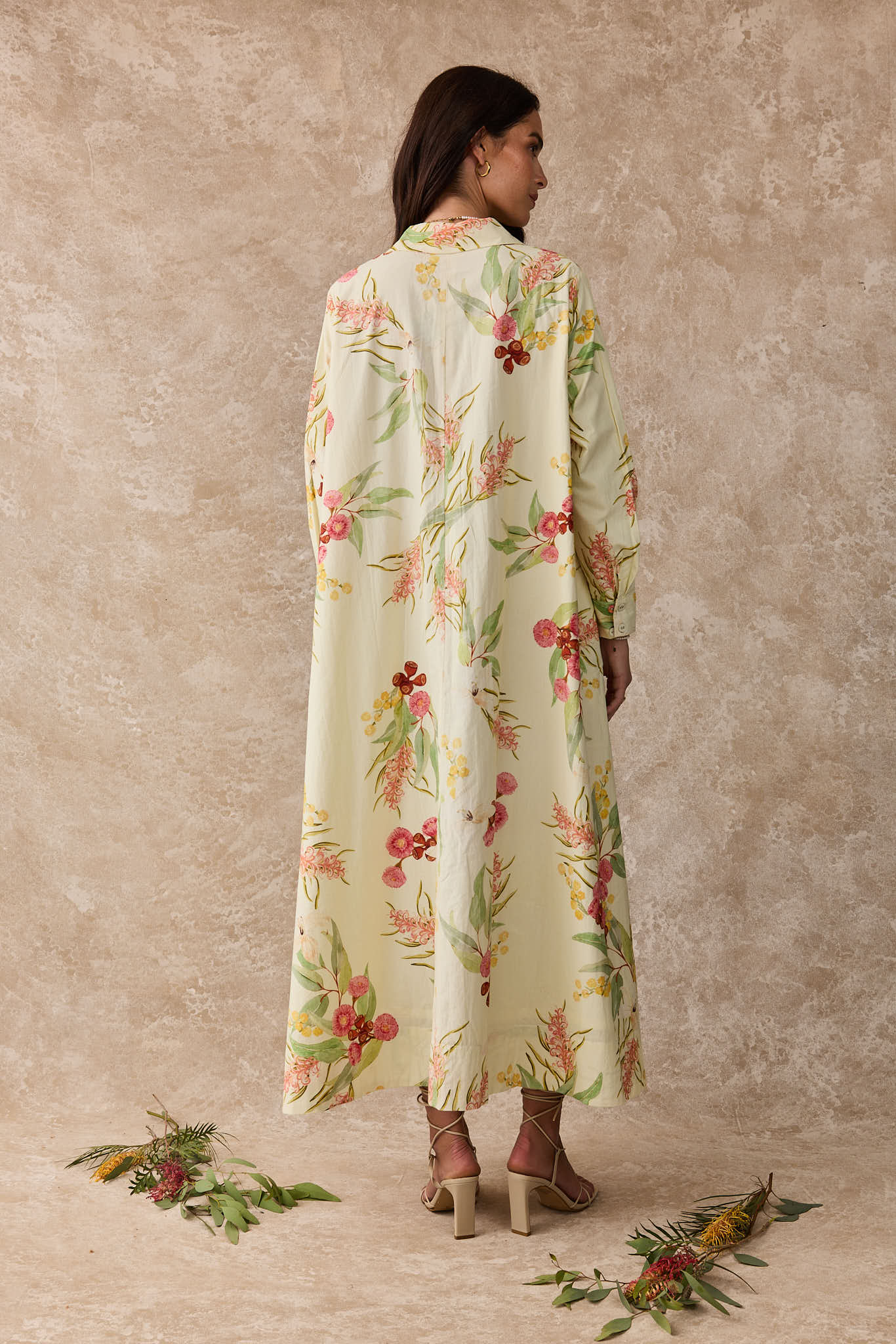Lilly Pilly Cotton Shirt Maxi Dress Australis Print