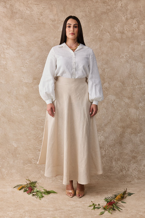 Dahlia Linen Maxi Skirt - Sandy
