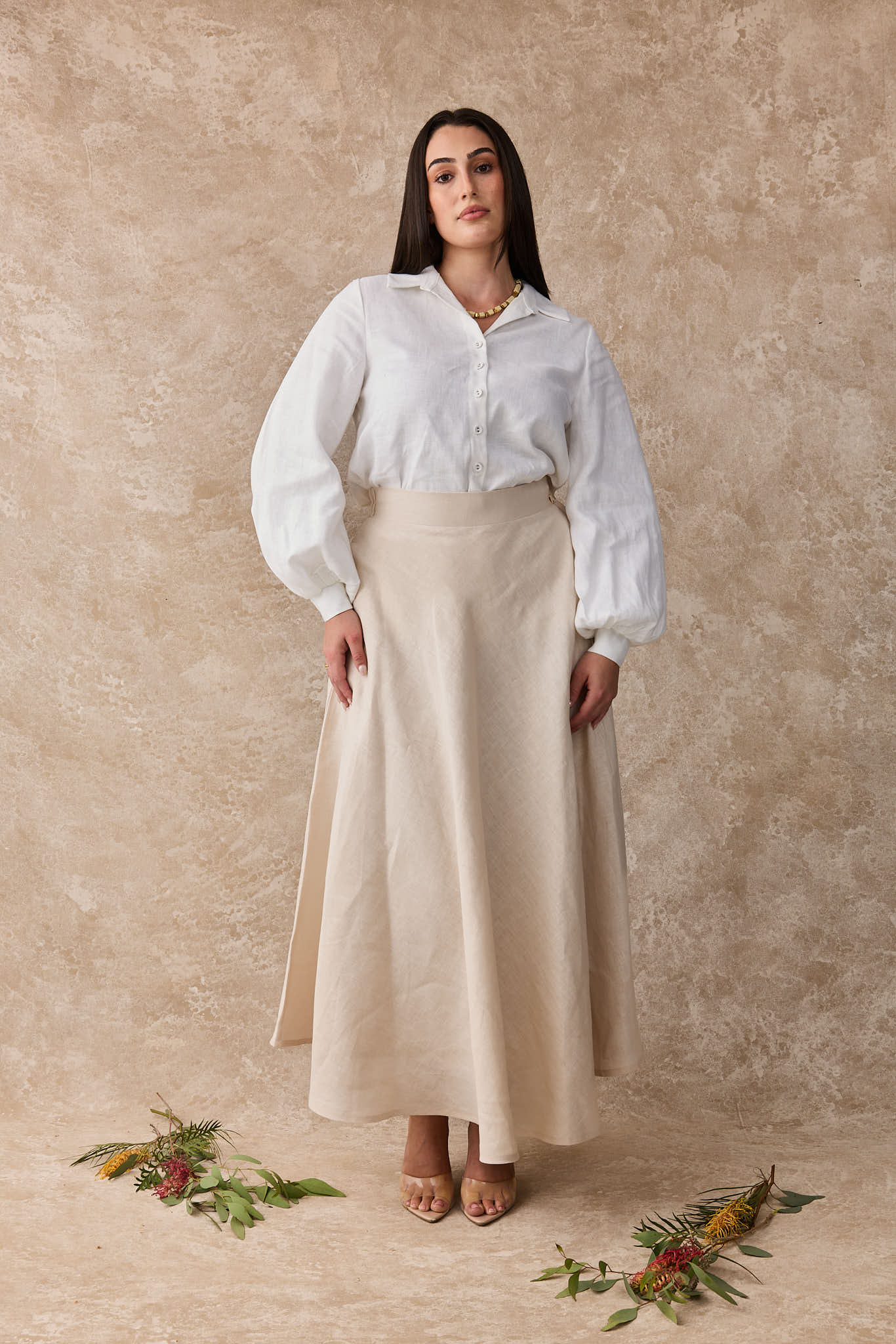 Dahlia Linen Maxi Skirt - Sandy