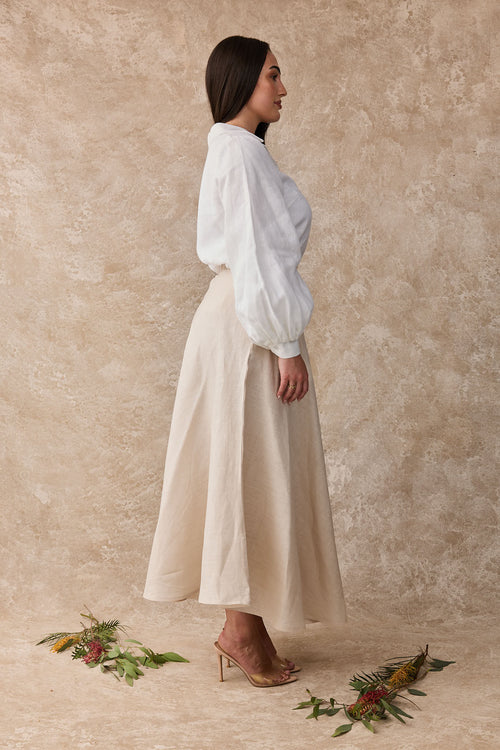 Dahlia Linen Maxi Skirt - Sandy