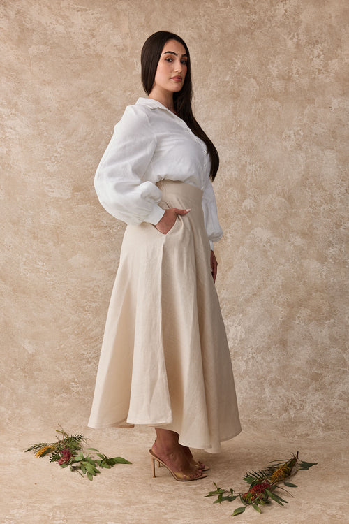 Dahlia Linen Maxi Skirt - Sandy