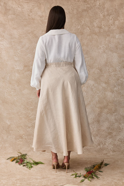 Dahlia Linen Maxi Skirt - Sandy