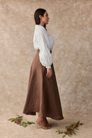 Dahlia Linen Maxi Skirt - Cacao