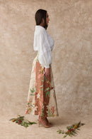 Aster Linen Panel Maxi Skirt - Australis Print