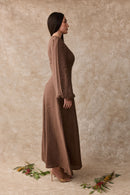 Daffodil Linen Maxi Nursing Dress - Cacao