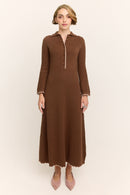Daphne Long Sleeve Knit Midaxi Dress Chocolate