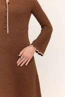 Daphne Long Sleeve Knit Midaxi Dress Chocolate