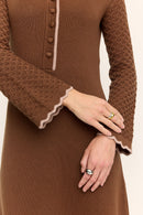 Daphne Long Sleeve Knit Midaxi Dress Chocolate