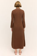 Daphne Long Sleeve Knit Midaxi Dress Chocolate