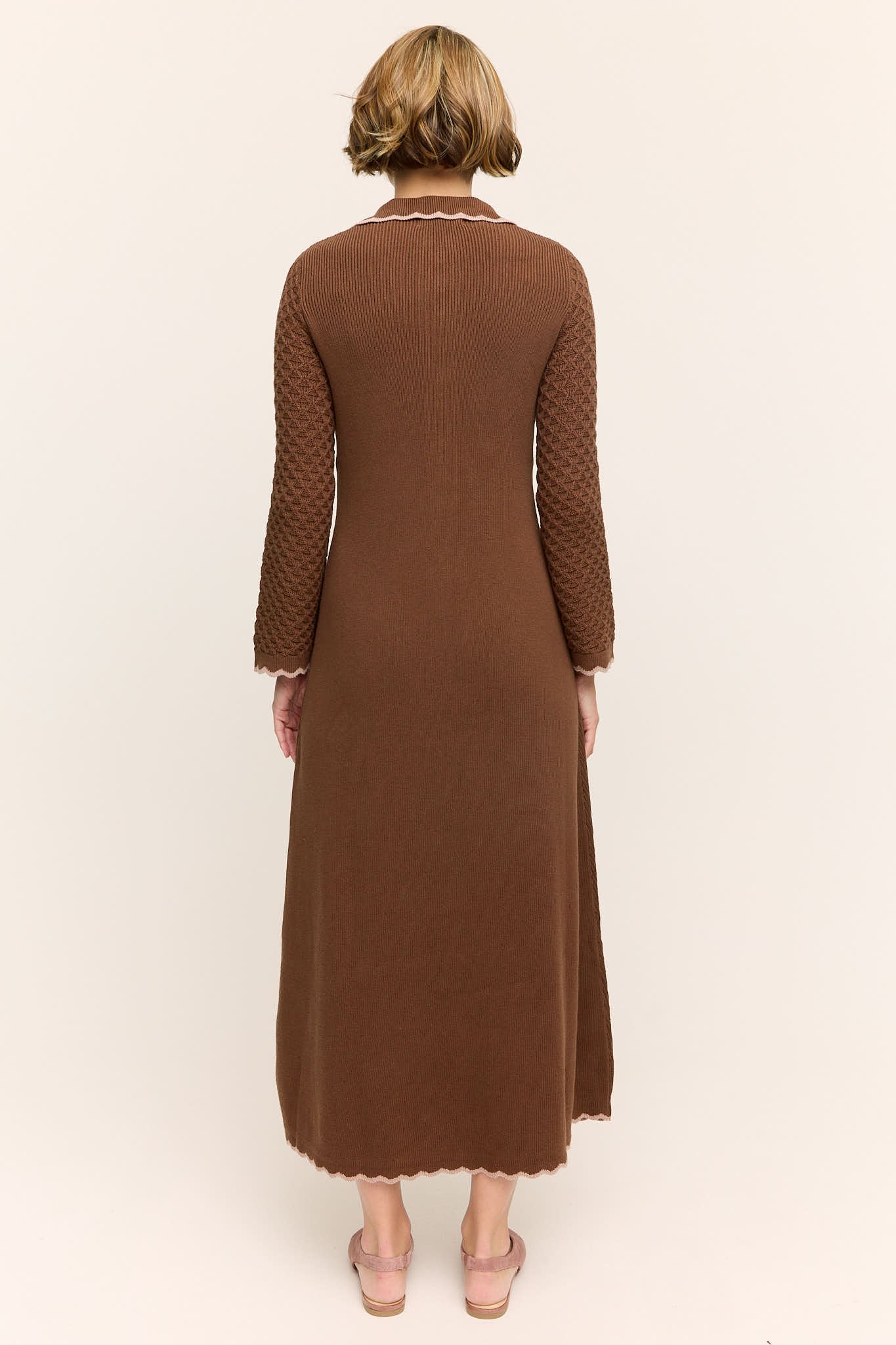 Daphne Long Sleeve Knit Midaxi Dress Chocolate