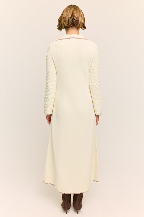 Daphne Long Sleeve Knit Midaxi Dress Buttercream