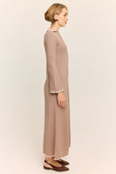 Daphne Long Sleeve Knit Midaxi Dress Taupe
