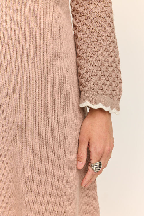 Daphne Long Sleeve Knit Midaxi Dress Taupe
