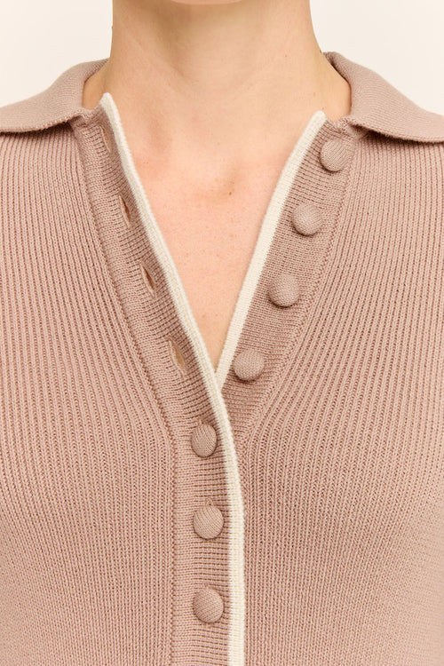 Daphne Long Sleeve Knit Midaxi Dress Taupe