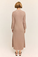 Daphne Long Sleeve Knit Midaxi Dress Taupe