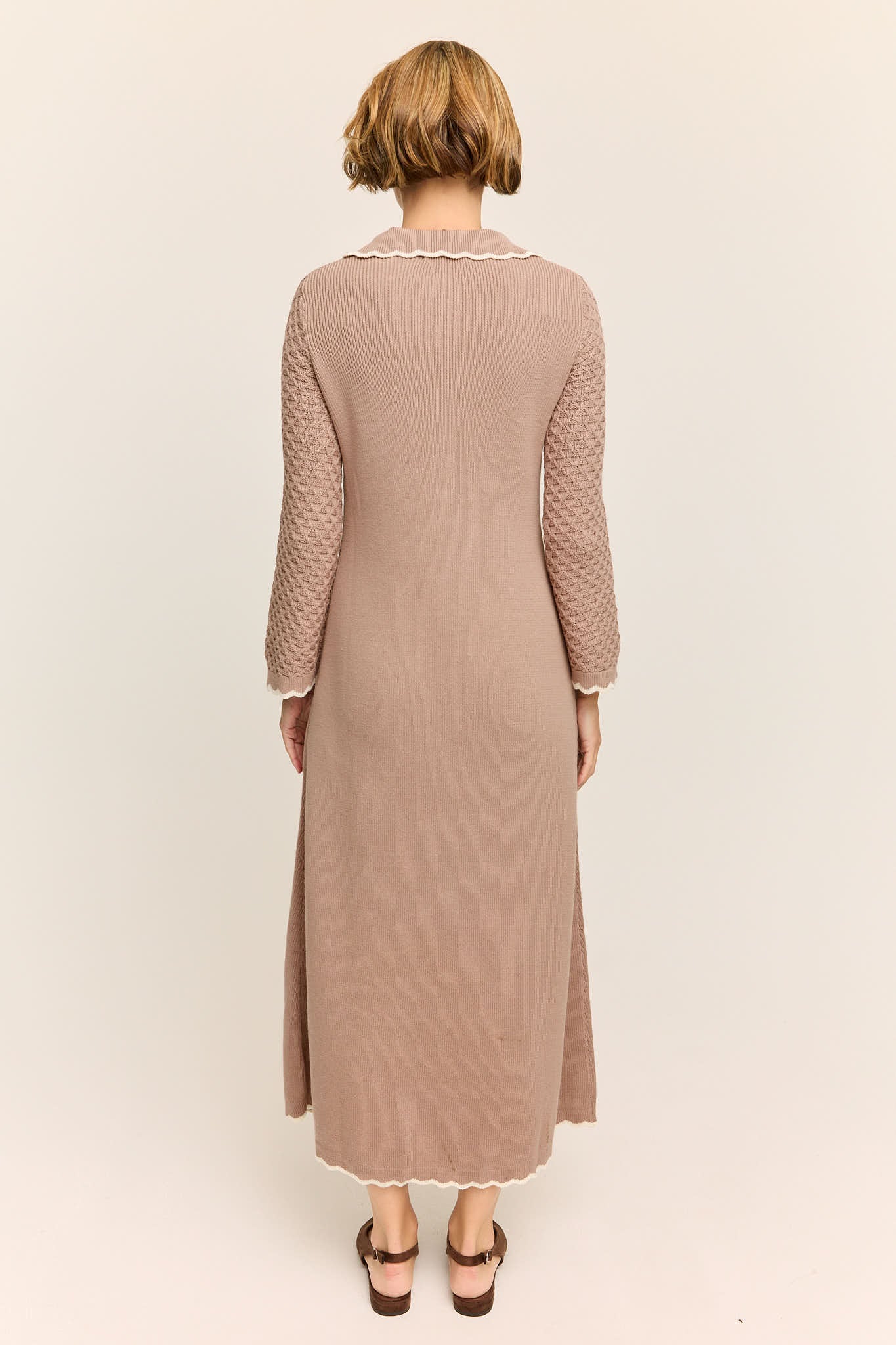 Daphne Long Sleeve Knit Midaxi Dress Taupe