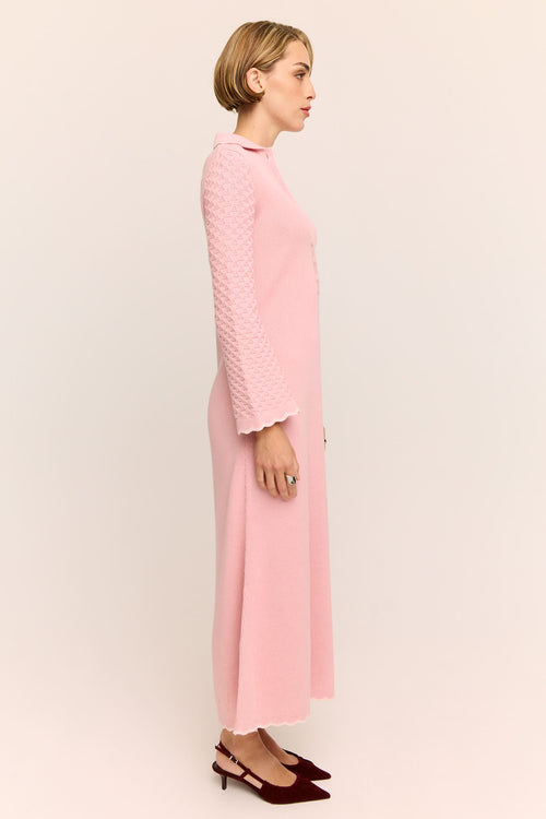 Daphne Long Sleeve Knit Midaxi Dress Sakura Pink