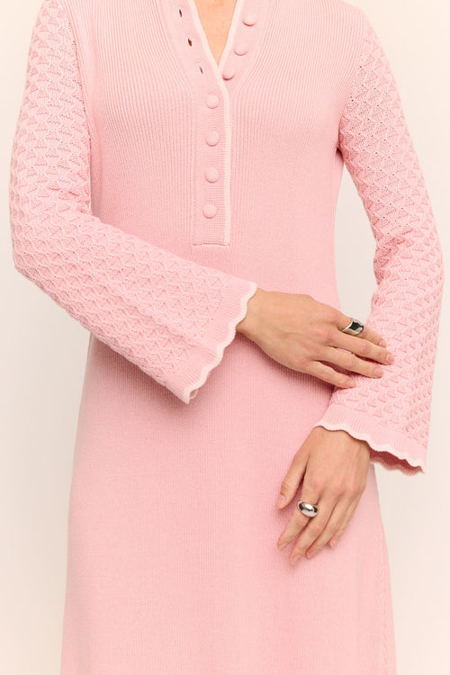 Daphne Long Sleeve Knit Midaxi Dress Sakura Pink