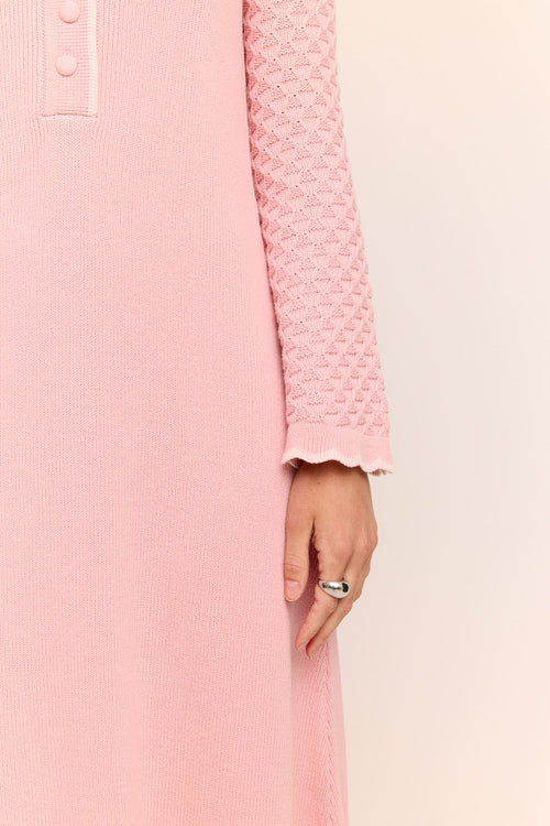 Daphne Long Sleeve Knit Midaxi Dress Sakura Pink