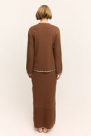Jasmine Scallop Knit Nursing Sweater Chocolate