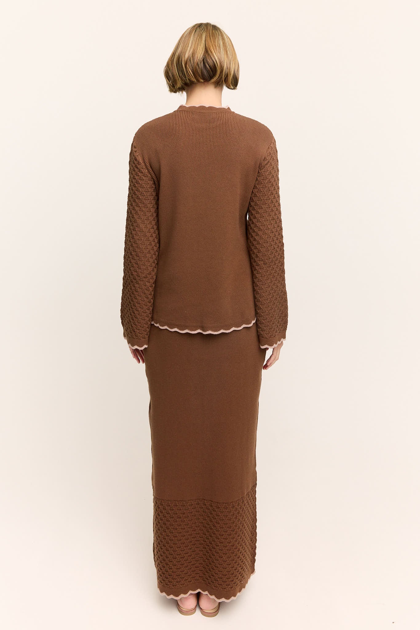Jasmine Scallop Knit Nursing Sweater Chocolate