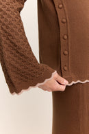Jasmine Scallop Knit Nursing Sweater Chocolate