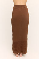 Camellia Scallop Knit Maxi Skirt Chocolate