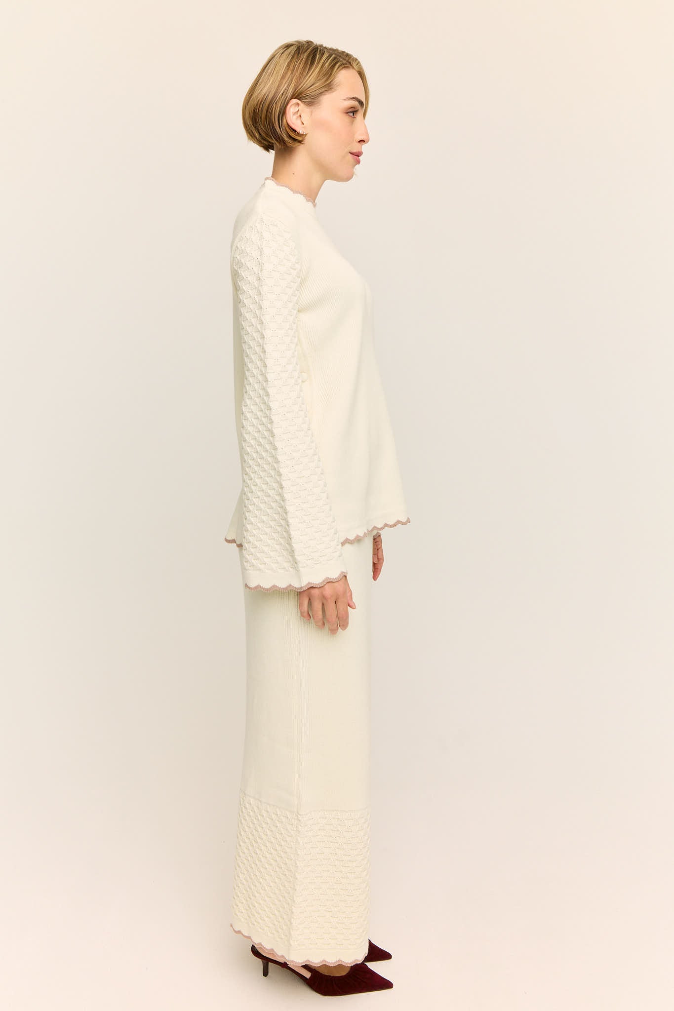 Jasmine Scallop Knit Nursing Sweater Buttercream